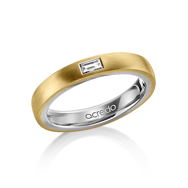 bicolor Trauring/Ehering in außen Gelbgold 585 , innen Graugold 585 mit zus. 0,15 ct. Baguette-Diamant tw, vs von acredo - A-1478-10 bicolor Trauring/Ehering in außen Gelbgold 585 , innen Graugold 585 mit zus. 0,15 ct. Baguette-Diamant tw, vs von acredo - A-1478-10