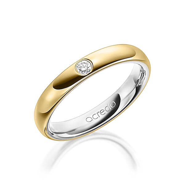 bicolor Trauring/Ehering in außen Gelbgold 750 , innen Platin 950 mit zus. 0,06 ct. Brillant tw, si von acredo - A-1476-12 bicolor Trauring/Ehering in außen Gelbgold 750 , innen Platin 950 mit zus. 0,06 ct. Brillant tw, si von acredo - A-1476-12