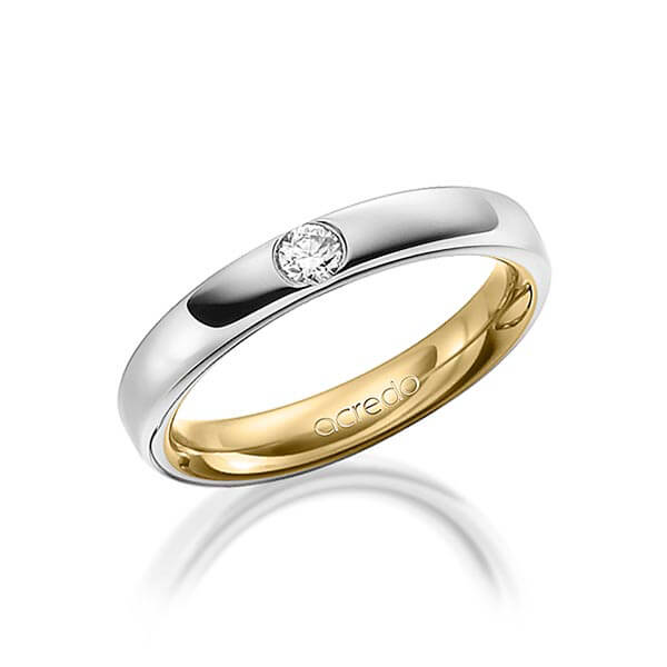 bicolor Trauring/Ehering in aussen Platin 950 , innen Gelbgold 750 mit zus. 0,12 ct. Brillant tw, si von acredo - A-1477-12 bicolor Trauring/Ehering in aussen Platin 950 , innen Gelbgold 750 mit zus. 0,12 ct. Brillant tw, si von acredo - A-1477-12
