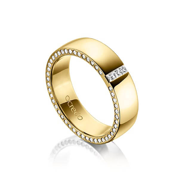 klassischer Trauring/Ehering in außen Gelbgold 585 , innen Gelbgold 585 mit zus. 0,325 ct. Prinzess-Diamant & Brillant tw, si von acredo - A-1496-7 klassischer Trauring/Ehering in außen Gelbgold 585 , innen Gelbgold 585 mit zus. 0,325 ct. Prinzess-Diamant & Brillant tw, si von acredo - A-1496-7