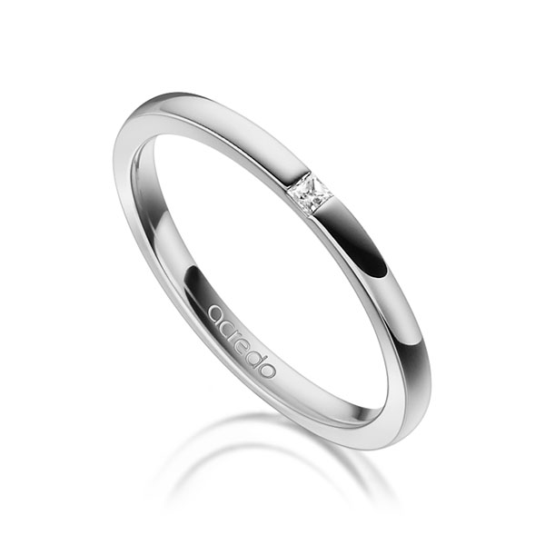 klassischer Trauring/Ehering in Graugold 750 mit zus. 0,03 ct. Prinzess-Diamant tw, si von acredo - A-1303-11 klassischer Trauring/Ehering in Graugold 750 mit zus. 0,03 ct. Prinzess-Diamant tw, si von acredo - A-1303-11