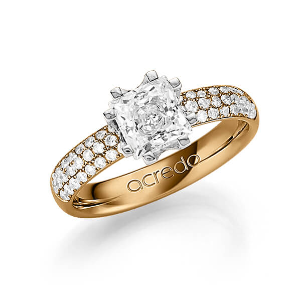 klassischer Trauring/Ehering in Roségold 585 mit 1 ct. + zus. 0,432 ct. Prinzess-Diamant & Brillant tw, vs tw, si von acredo - A-1249-11 klassischer Trauring/Ehering in Roségold 585 mit 1 ct. + zus. 0,432 ct. Prinzess-Diamant & Brillant tw, vs tw, si von acredo - A-1249-11