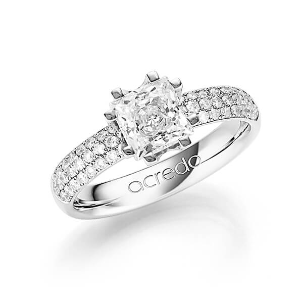 klassischer Trauring/Ehering in Weißgold 585 mit 1 ct. + zus. 0,432 ct. Prinzess-Diamant & Brillant tw, vs tw, si von acredo - A-1249-10 klassischer Trauring/Ehering in Weißgold 585 mit 1 ct. + zus. 0,432 ct. Prinzess-Diamant & Brillant tw, vs tw, si von acredo - A-1249-10