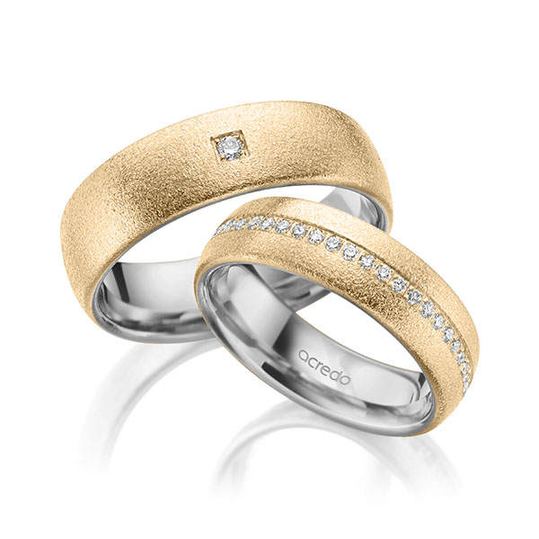 Paar bicolor Memoire-Trauringe/Eheringe in außen Roségold 585 , innen Graugold 585 vollausgefasst mit zus. 0,414 ct. Brillant tw, si von acredo - A-2010-1 Paar bicolor Memoire-Trauringe/Eheringe in außen Roségold 585 , innen Graugold 585 vollausgefasst mit zus. 0,414 ct. Brillant tw, si von acredo - A-2010-1