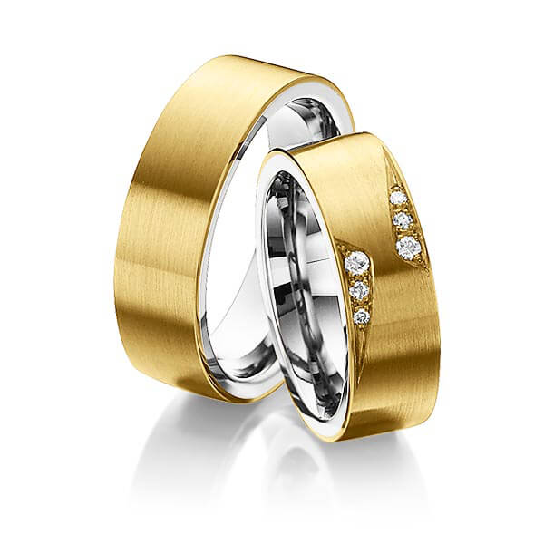 Paar bicolor Trauringe/Eheringe in außen Gelbgold 750 , innen Platin 950 mit zus. 0,1 ct. Brillant tw, si von 123gold - Y-1305-15 Paar bicolor Trauringe/Eheringe in außen Gelbgold 750 , innen Platin 950 mit zus. 0,1 ct. Brillant tw, si von 123gold - Y-1305-15