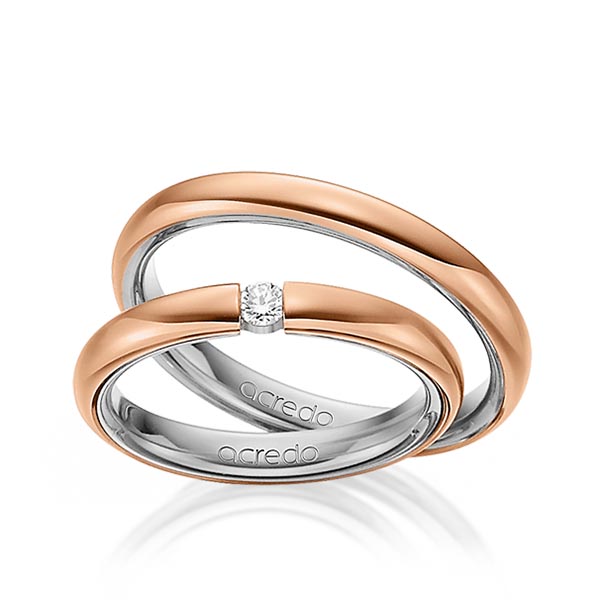 Paar bicolor Trauringe/Eheringe in außen Rotgold 585 , innen Graugold 585 mit zus. 0,08 ct. Brillant tw, si von acredo - A-1464-14 Paar bicolor Trauringe/Eheringe in außen Rotgold 585 , innen Graugold 585 mit zus. 0,08 ct. Brillant tw, si von acredo - A-1464-14