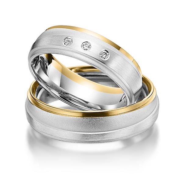 Paar bicolor Trauringe/Eheringe in Gelbgold 585 Graugold 585 mit zus. 0,06 ct. Brillant tw, si von Steinberg - T-1131-5 Paar bicolor Trauringe/Eheringe in Gelbgold 585 Graugold 585 mit zus. 0,06 ct. Brillant tw, si von Steinberg - T-1131-5