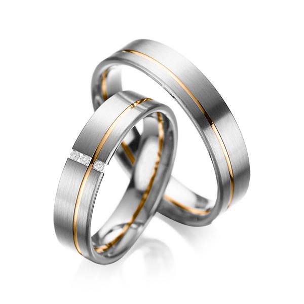 Paar bicolor Trauringe/Eheringe in Graugold 585 Roségold 585 mit zus. 0,03 ct. Brillant tw, si von acredo - A-1037-6 Paar bicolor Trauringe/Eheringe in Graugold 585 Roségold 585 mit zus. 0,03 ct. Brillant tw, si von acredo - A-1037-6