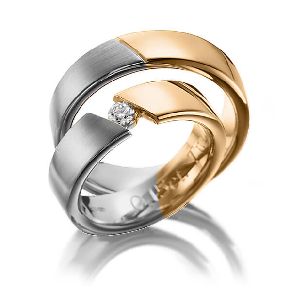 Paar bicolor Trauringe/Eheringe in Graugold 585 Roségold 585 mit zus. 0,15 ct. Brillant tw, si von 123gold - P-1118-3 Paar bicolor Trauringe/Eheringe in Graugold 585 Roségold 585 mit zus. 0,15 ct. Brillant tw, si von 123gold - P-1118-3