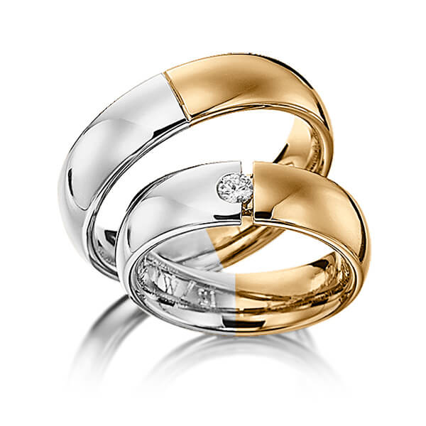 Paar bicolor Trauringe/Eheringe in Graugold 585 Roségold 585 mit zus. 0,1 ct. Brillant tw, si von 123gold - P-1117-3 Paar bicolor Trauringe/Eheringe in Graugold 585 Roségold 585 mit zus. 0,1 ct. Brillant tw, si von 123gold - P-1117-3