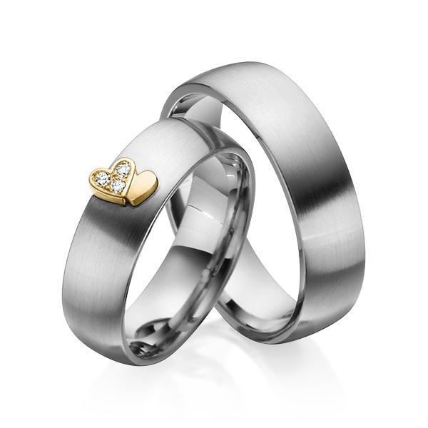 Paar bicolor Trauringe/Eheringe in Palladium 585 Gelbgold 585 mit zus. 0,045 ct. Brillant tw, si von 123gold - Y-1338-10 Paar bicolor Trauringe/Eheringe in Palladium 585 Gelbgold 585 mit zus. 0,045 ct. Brillant tw, si von 123gold - Y-1338-10