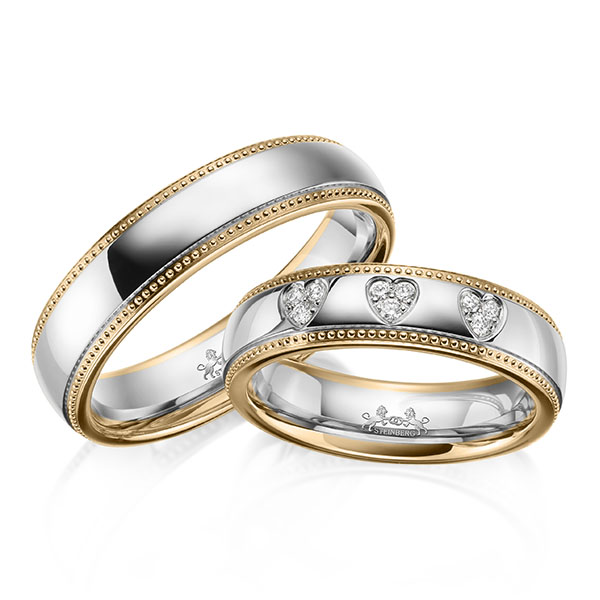 Paar bicolor Trauringe/Eheringe in Roségold 585 Weißgold 585 mit zus. 0,09 ct. Brillant tw, si von Steinberg - Q-1646-3 Paar bicolor Trauringe/Eheringe in Roségold 585 Weißgold 585 mit zus. 0,09 ct. Brillant tw, si von Steinberg - Q-1646-3