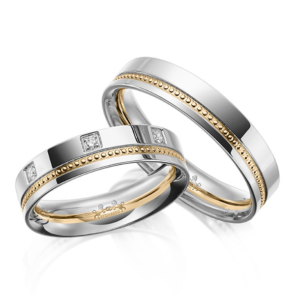 Paar bicolor Trauringe/Eheringe in Weißgold 585 Roségold 585 mit zus. 0,175 ct. Brillant tw, si von Steinberg - Q-1648-1 Paar bicolor Trauringe/Eheringe in Weißgold 585 Roségold 585 mit zus. 0,175 ct. Brillant tw, si von Steinberg - Q-1648-1
