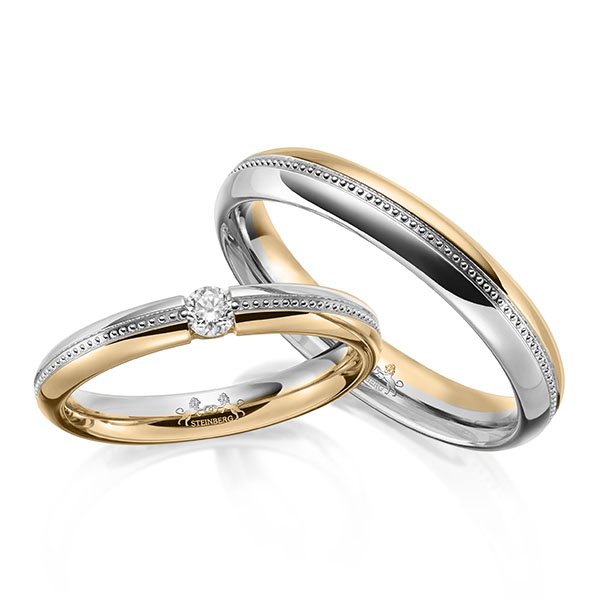 Paar bicolor Trauringe/Eheringe in Weißgold 585 Roségold 585 mit zus. 0,1 ct. Brillant tw, si von Steinberg - Q-1644-1 Paar bicolor Trauringe/Eheringe in Weißgold 585 Roségold 585 mit zus. 0,1 ct. Brillant tw, si von Steinberg - Q-1644-1