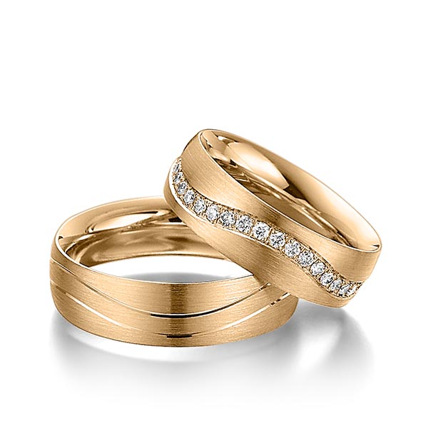 Paar klassische Memoire-Trauringe/Eheringe in Roségold 585 vollausgefasst mit zus. 0,72 ct. Brillant tw, si von Steinberg - Q-1087-5 Paar klassische Memoire-Trauringe/Eheringe in Roségold 585 vollausgefasst mit zus. 0,72 ct. Brillant tw, si von Steinberg - Q-1087-5