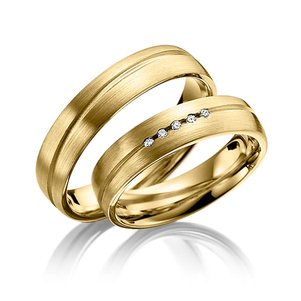 Paar klassische Trauringe/Eheringe in außen Gelbgold 585 , innen Gelbgold 585 mit zus. 0,05 ct. Brillant tw, si von Steinberg - T-1071-3 Paar klassische Trauringe/Eheringe in außen Gelbgold 585 , innen Gelbgold 585 mit zus. 0,05 ct. Brillant tw, si von Steinberg - T-1071-3