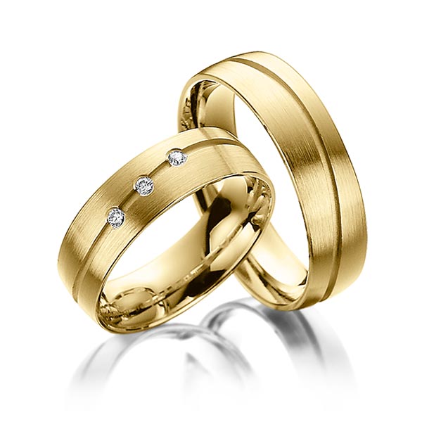 Paar klassische Trauringe/Eheringe in außen Gelbgold 585 , innen Gelbgold 585 mit zus. 0,06 ct. Brillant tw, si von Steinberg - T-1069-3 Paar klassische Trauringe/Eheringe in außen Gelbgold 585 , innen Gelbgold 585 mit zus. 0,06 ct. Brillant tw, si von Steinberg - T-1069-3
