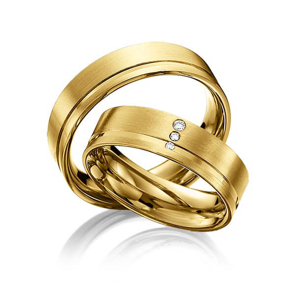 Paar klassische Trauringe/Eheringe in Gelbgold 585 mit zus. 0,031 ct. Brillant tw, si von 123gold - Y-1304-14 Paar klassische Trauringe/Eheringe in Gelbgold 585 mit zus. 0,031 ct. Brillant tw, si von 123gold - Y-1304-14