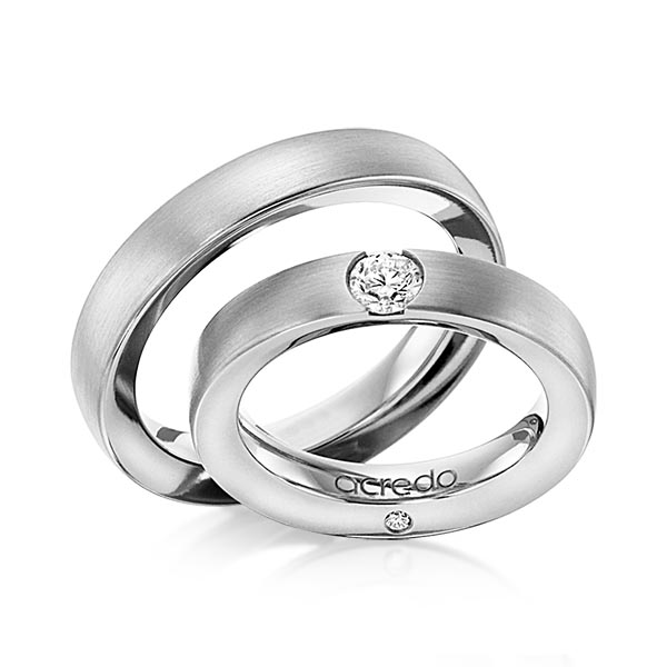 Paar klassische Trauringe/Eheringe in Graugold 585 mit 0,3 ct. + zus. 0,03 ct. Brillant tw, si von acredo - A-1101-6 Paar klassische Trauringe/Eheringe in Graugold 585 mit 0,3 ct. + zus. 0,03 ct. Brillant tw, si von acredo - A-1101-6