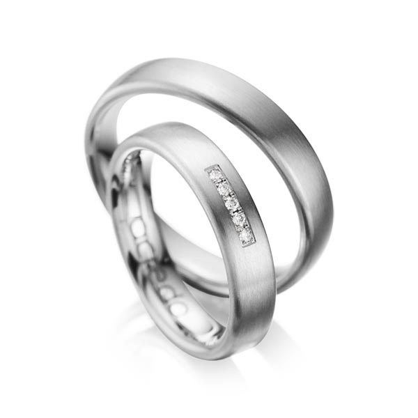 Paar klassische Trauringe/Eheringe in Graugold 585 mit zus. 0,05 ct. Brillant tw, si von acredo - A-1052-3 Paar klassische Trauringe/Eheringe in Graugold 585 mit zus. 0,05 ct. Brillant tw, si von acredo - A-1052-3