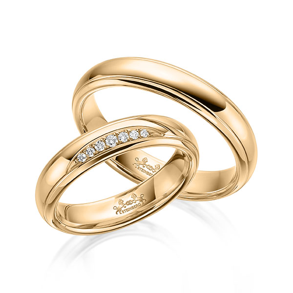 Paar klassische Trauringe/Eheringe in Roségold 585 mit zus. 0,059 ct. Brillant tw, si von Steinberg - Q-1606-6 Paar klassische Trauringe/Eheringe in Roségold 585 mit zus. 0,059 ct. Brillant tw, si von Steinberg - Q-1606-6