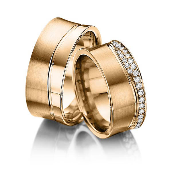 Paar klassische Trauringe/Eheringe in Roségold 585 mit zus. 0,63 ct. Brillant tw, si von 123gold - P-1110-5 Paar klassische Trauringe/Eheringe in Roségold 585 mit zus. 0,63 ct. Brillant tw, si von 123gold - P-1110-5