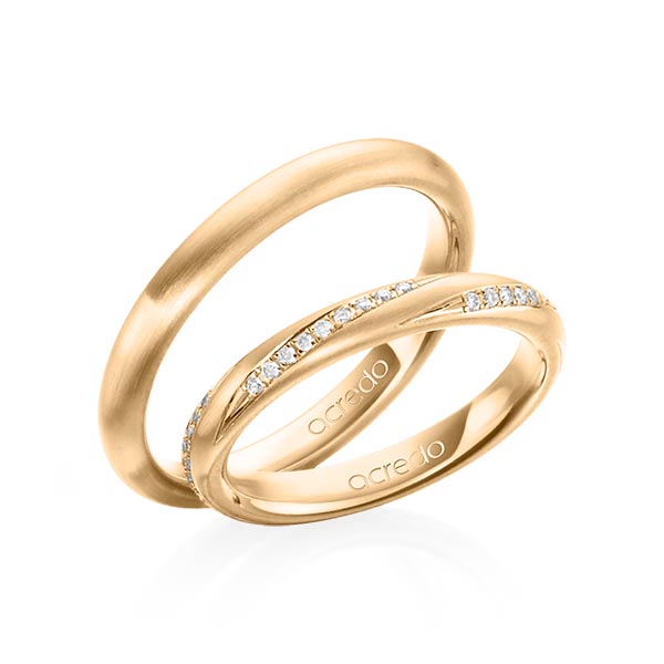 Paar klassische Trauringe/Eheringe in Roségold 750 mit zus. 0,225 ct. Brillant tw, si von acredo - A-1461-1 Paar klassische Trauringe/Eheringe in Roségold 750 mit zus. 0,225 ct. Brillant tw, si von acredo - A-1461-1