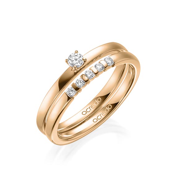 Ring-Set in Roségold 750 mit zus. 0,25 ct. Brillant tw, si tw, vs von acredo - A-1993-11 Ring-Set in Roségold 750 mit zus. 0,25 ct. Brillant tw, si tw, vs von acredo - A-1993-11