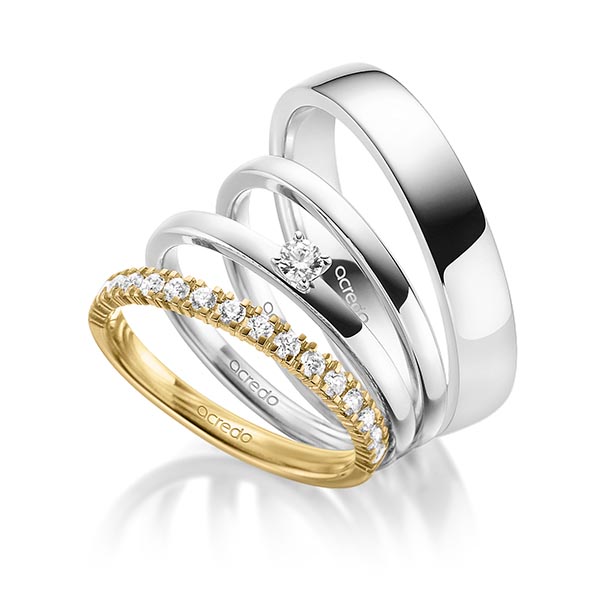 Set in Gelbgold 585 halbausgefasst mit zus. 0,45 ct. Brillant tw, vs tw, si von acredo - A-1881-2 Set in Gelbgold 585 halbausgefasst mit zus. 0,45 ct. Brillant tw, vs tw, si von acredo - A-1881-2