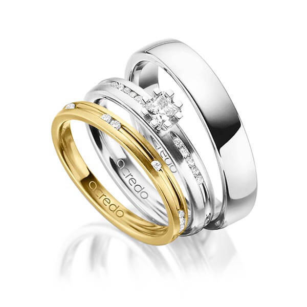 Set in Gelbgold 585 mit zus. 0,47 ct. Brillant & Prinzess-Diamant tw, si von acredo - A-1429-3 Set in Gelbgold 585 mit zus. 0,47 ct. Brillant & Prinzess-Diamant tw, si von acredo - A-1429-3