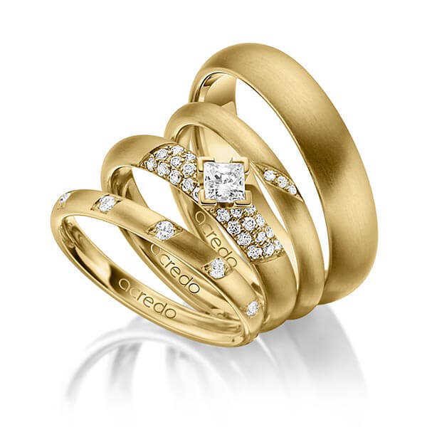Set in Gelbgold 585 mit zus. 0,755 ct. Brillant & Prinzess-Diamant tw, si von acredo - A-1413-5 Set in Gelbgold 585 mit zus. 0,755 ct. Brillant & Prinzess-Diamant tw, si von acredo - A-1413-5