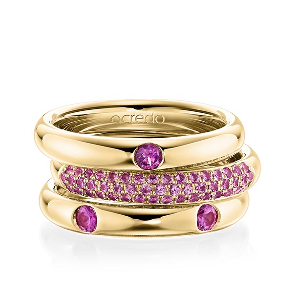 Set in Gelbgold 585 mit zus. 0,872 ct. Brillant Saphir Pink (A 10) Saphir Hellpink (A 6) von acredo - A-1906-2 Set in Gelbgold 585 mit zus. 0,872 ct. Brillant Saphir Pink (A 10) Saphir Hellpink (A 6) von acredo - A-1906-2