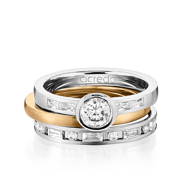 Set in Graugold 585 mit 0,5 ct. + zus. 1,005 ct. Brillant & Baguette-Diamant tw, si tw, vs von acredo - A-1441-11 Set in Graugold 585 mit 0,5 ct. + zus. 1,005 ct. Brillant & Baguette-Diamant tw, si tw, vs von acredo - A-1441-11