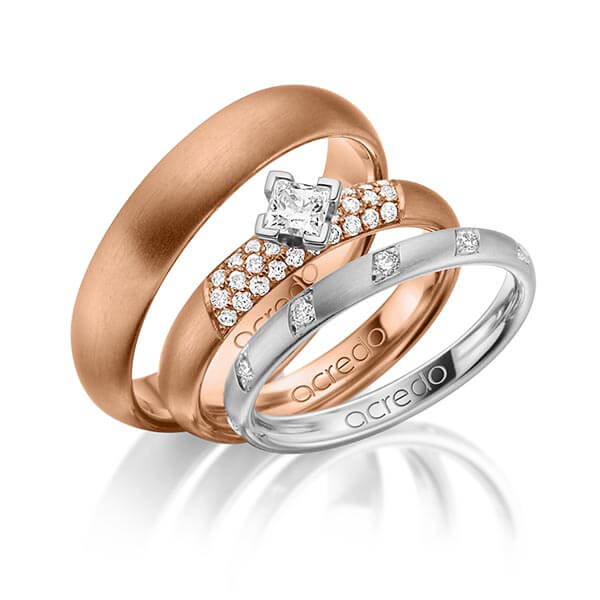 Set in Graugold 585 mit zus. 0,74 ct. Brillant & Prinzess-Diamant tw, si von acredo - A-1427-11 Set in Graugold 585 mit zus. 0,74 ct. Brillant & Prinzess-Diamant tw, si von acredo - A-1427-11