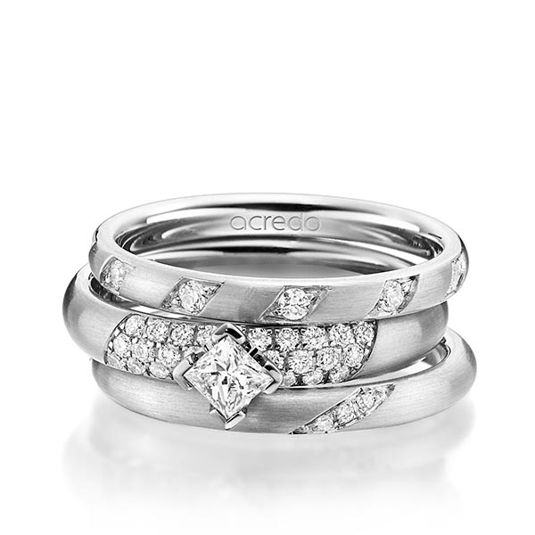 Set in Graugold 585 mit zus. 0,755 ct. Brillant & Prinzess-Diamant tw, si von acredo - A-1437-11 Set in Graugold 585 mit zus. 0,755 ct. Brillant & Prinzess-Diamant tw, si von acredo - A-1437-11