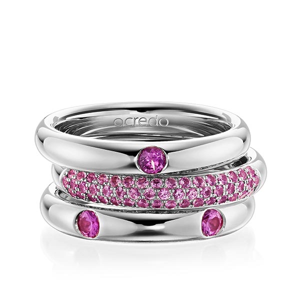 Set in Graugold 585 mit zus. 0,872 ct. Brillant Saphir Pink (A 10) Saphir Hellpink (A 6) von acredo - A-1906-5 Set in Graugold 585 mit zus. 0,872 ct. Brillant Saphir Pink (A 10) Saphir Hellpink (A 6) von acredo - A-1906-5