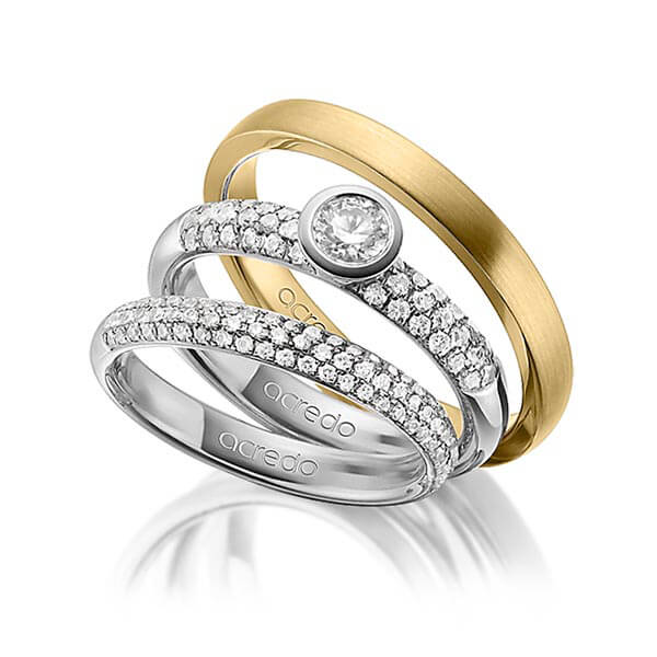 Set in Graugold 585 mit zus. 0,99 ct. Brillant tw, si tw, vs von acredo - A-1425-10 Set in Graugold 585 mit zus. 0,99 ct. Brillant tw, si tw, vs von acredo - A-1425-10