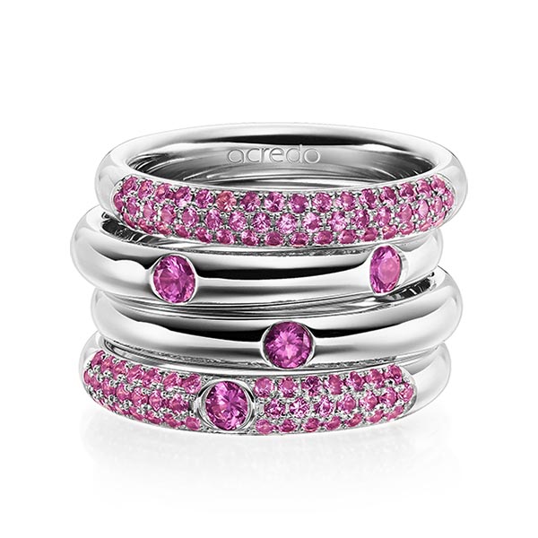 Set in Graugold 585 mit zus. 1,288 ct. Brillant Saphir Hellpink (A 6) Saphir Pink (A 10) von acredo - A-1919-10 Set in Graugold 585 mit zus. 1,288 ct. Brillant Saphir Hellpink (A 6) Saphir Pink (A 10) von acredo - A-1919-10