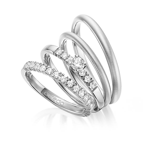 Set in Platin 950 halbausgefasst mit zus. 0,59 ct. Brillant tw, si von acredo - A-1416-19 Set in Platin 950 halbausgefasst mit zus. 0,59 ct. Brillant tw, si von acredo - A-1416-19