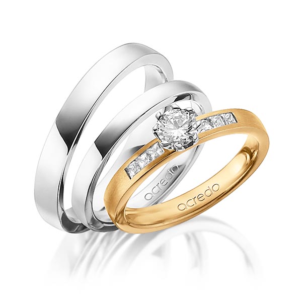 Set in Roségold 585 mit 0,4 ct. + zus. 0,18 ct. Brillant & Prinzess-Diamant tw, vs tw, si von acredo - A-1432-1 Set in Roségold 585 mit 0,4 ct. + zus. 0,18 ct. Brillant & Prinzess-Diamant tw, vs tw, si von acredo - A-1432-1