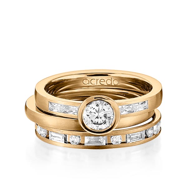 Set in Roségold 585 mit 0,5 ct. + zus. 1,005 ct. Brillant & Baguette-Diamant tw, si tw, vs von acredo - A-1441-6 Set in Roségold 585 mit 0,5 ct. + zus. 1,005 ct. Brillant & Baguette-Diamant tw, si tw, vs von acredo - A-1441-6