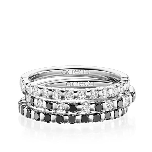 Set in Weissgold 585 halbausgefasst mit zus. 1,2 ct. Brillant tw, vs tw, si schwarz von acredo - A-1983-1 Set in Weissgold 585 halbausgefasst mit zus. 1,2 ct. Brillant tw, vs tw, si schwarz von acredo - A-1983-1