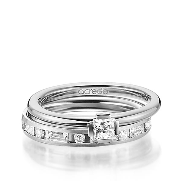 Set in Weissgold 585 mit zus. 1,015 ct. Prinzess-Diamant & Brillant & Baguette-Diamant tw, si tw, vs von acredo - A-1458-4 Set in Weissgold 585 mit zus. 1,015 ct. Prinzess-Diamant & Brillant & Baguette-Diamant tw, si tw, vs von acredo - A-1458-4