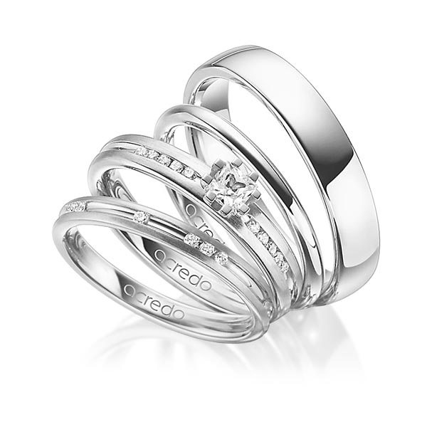 Set in Weißgold 750 mit zus. 0,47 ct. Brillant & Prinzess-Diamant tw, si von acredo - A-1414-12 Set in Weißgold 750 mit zus. 0,47 ct. Brillant & Prinzess-Diamant tw, si von acredo - A-1414-12