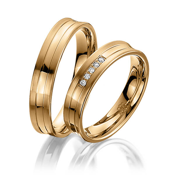 Set Klassieke trouwringen in roségoud 14 kt. met in totaal 0,04 ct. Briljant tw/si van acredo - A-4003-2 Set Klassieke trouwringen in roségoud 14 kt. met in totaal 0,04 ct. Briljant tw/si van acredo - A-4003-2
