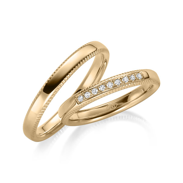 Set Klassieke trouwringen in roségoud 14 kt. met in totaal 0,09 ct. Briljant tw,vs - UQ-1030-2 Set Klassieke trouwringen in roségoud 14 kt. met in totaal 0,09 ct. Briljant tw,vs - UQ-1030-2