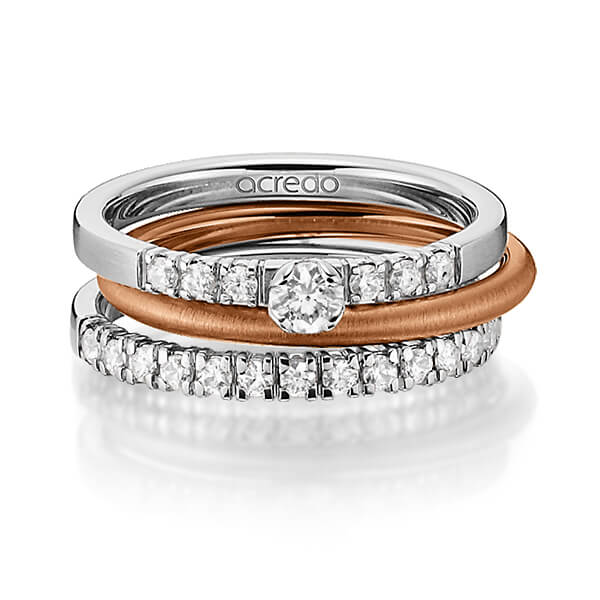 Tri-Set in Rotgold 585 mit zus. 0,59 ct. Brillant tw, si von acredo - A-1439-11 Tri-Set in Rotgold 585 mit zus. 0,59 ct. Brillant tw, si von acredo - A-1439-11
