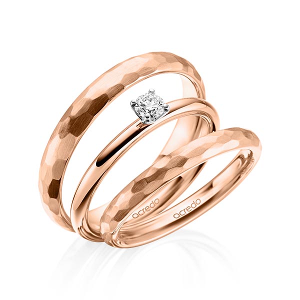 Tri-Set in Rotgold 585 Weißgold 585 mit zus. 0,15 ct. Brillant tw, si von acredo - A-2021-2 Tri-Set in Rotgold 585 Weißgold 585 mit zus. 0,15 ct. Brillant tw, si von acredo - A-2021-2
