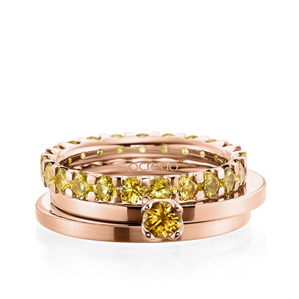 Triset in Rotgold 585 vollausgefasst mit zus. 2,32 ct. Brillant Saphir Gelb (A 8) von acredo - A-1988-7 Triset in Rotgold 585 vollausgefasst mit zus. 2,32 ct. Brillant Saphir Gelb (A 8) von acredo - A-1988-7