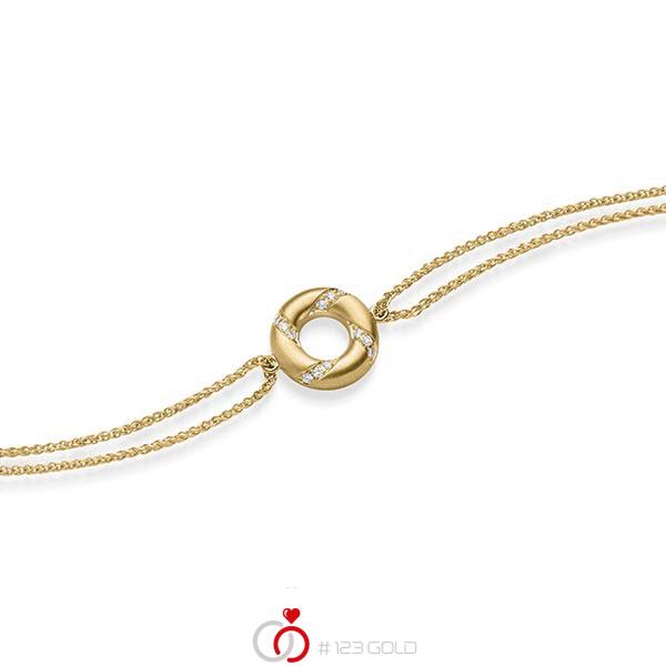 Armband mit Anhänger in Gelbgold 585 mit zus. 0,06 ct. tw, si von acredo - A-1868-3 Armband mit Anhänger in Gelbgold 585 mit zus. 0,06 ct. tw, si von acredo - A-1868-3